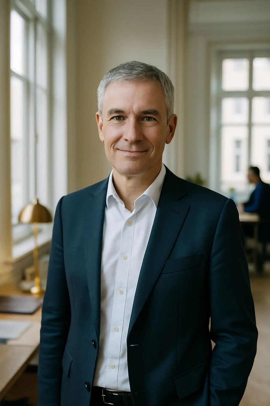 Porträt von Dr. Martin Berg im hellen Altbau-Büro